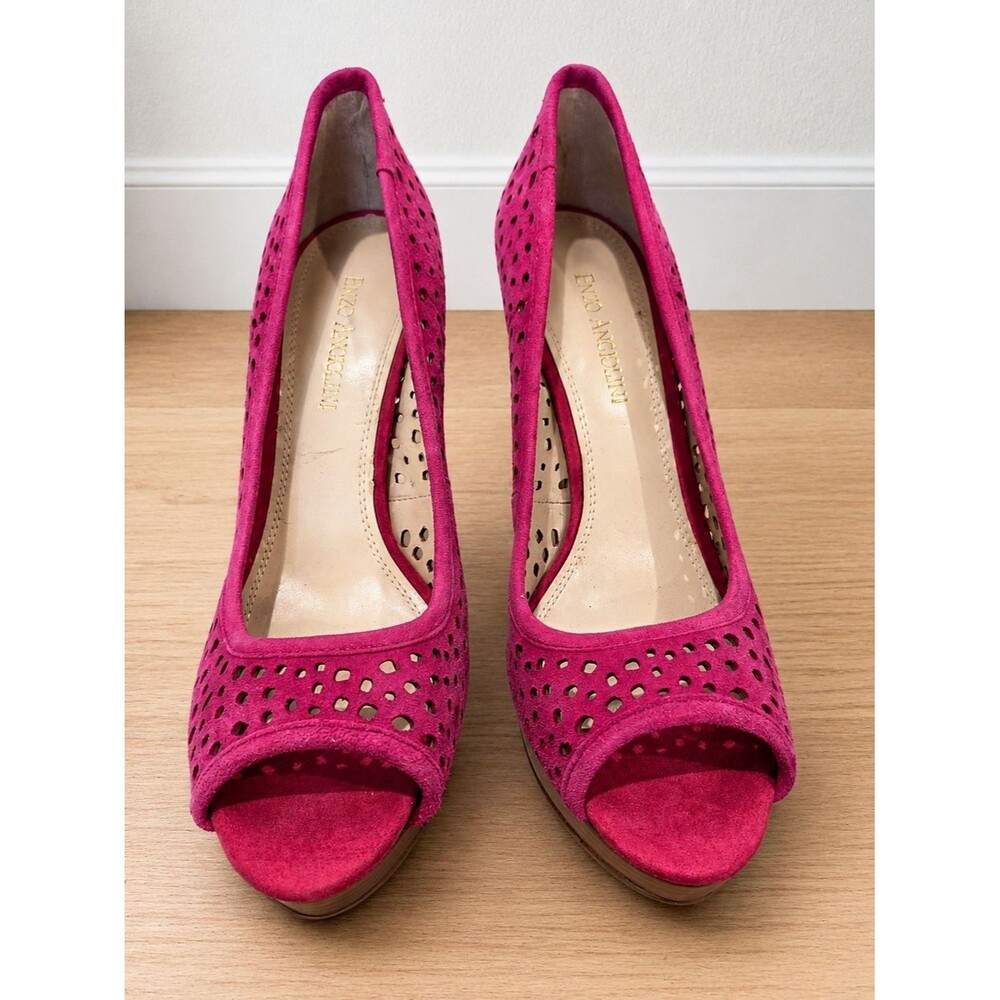 Enzo Angiolini Pink Suede Peep-Toe Heels